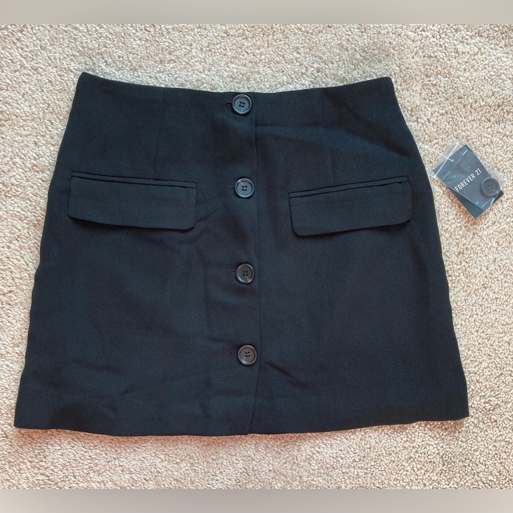 NWT Forever 21 Black Button Up Mini Skirt